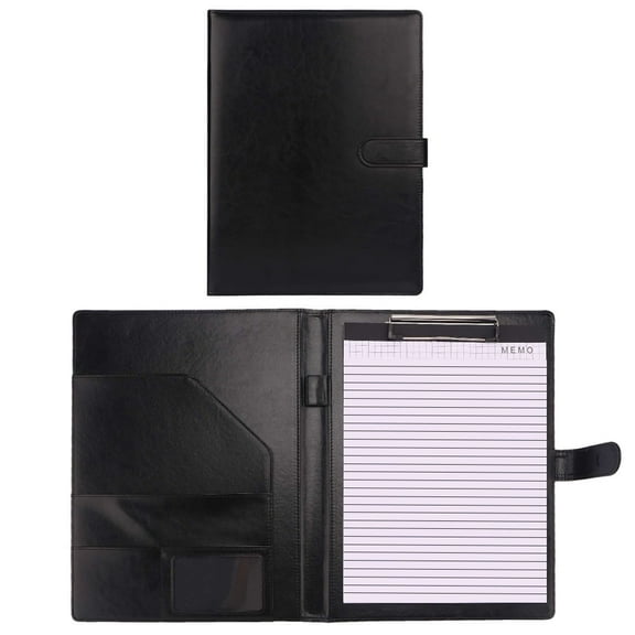 Bopika Portfolio Folder Organizer, Padfolio for Business, Office, Gift, Leather, Black