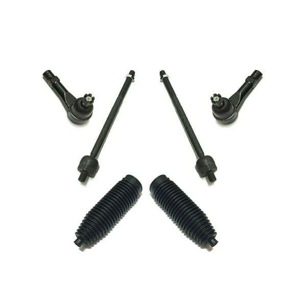 PartsW 6 Pc Steering Kit for Ford Explorer & Mercury Mountaineer 4.6L V8 Engine Models Rack and Pinion Bellows, Inner & Outer Tie Rod Ends