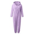 thumbnail image 5 of Christmas Vacation Pajamas Christmas Family Matching Kids Romper Long Sleeve Hooded Full Length Pants Cat Ear Soft Animal Sleepwear For Kids Light Purple 130, 5 of 5