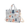 thumbnail image 7 of FORMRS Womens Corduroy Tote Bag Crossbody Shoulder Handbag with Pocket, Gray Cartoon Houses, 7 of 7