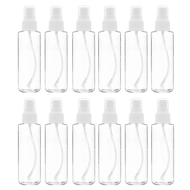 12 Pack Fine Mist Clear Bottles 120 Ml (4 Oz) with Pump Cap, Reusable and Refillable Small Empty Pla