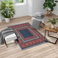 thumbnail image 1 of Greek Key Turkish Area Rug, Ancient Grecian Meandros Pattern Intricate Lines Floral Cultural Artwork, Soft Carpet for Living Room Decor with Distressed Look, 6.6' X 9.6', Dark Violet, by Ambesonne, 1 of 4