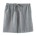 thumbnail image 2 of Pantalones cortos de verano para hombre, de gasa, de doble capa, finos y holgados, para dormir en casa, 2 of 3