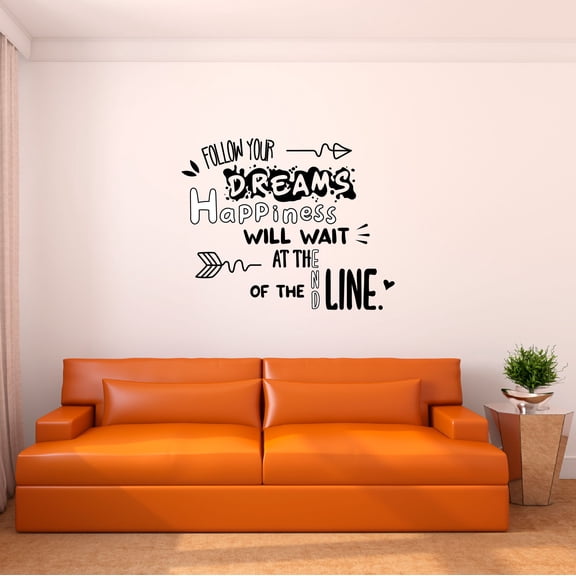 Home Wall Decal - Follow Your Dreams - Joyful Adventure Design Dream Quote Typography with Cute Arrow Design - Proudly Hand Made Decal - Size: 10 In(W) x 8 In(H)