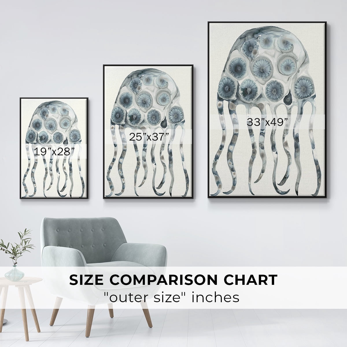 Silver Jelly Framed Premium Gallery Wrapped Canvas - Ready to Hang - 25 x 37 - Black Floating Frame