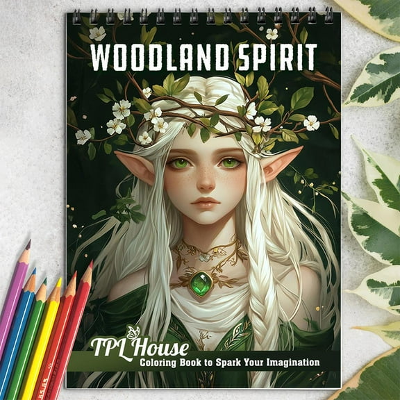 TPLHOUSE Woodland Spirit Coloring Book for Adults, Spiral Bound, Soft Cover