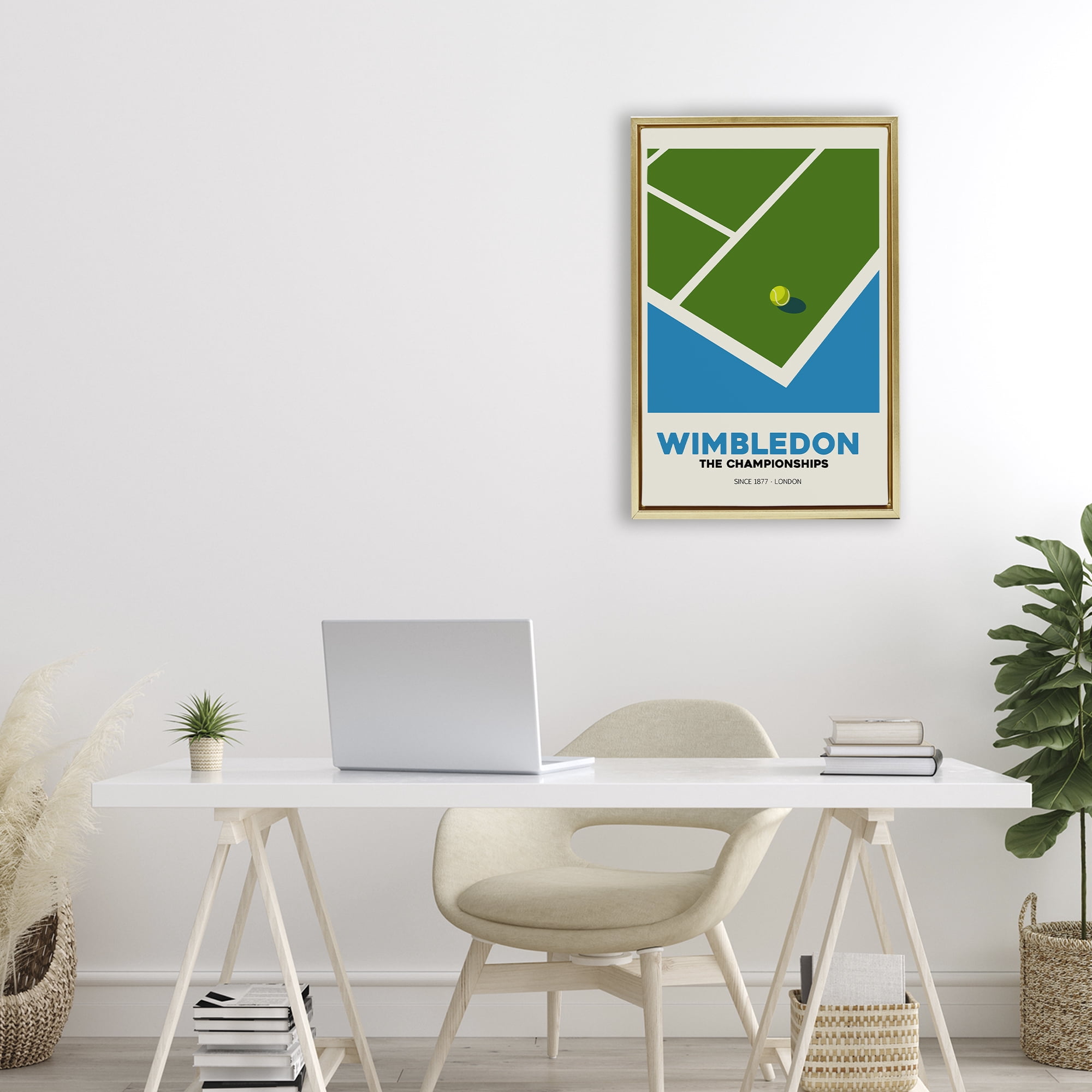 Stupell Industries Wimbledon Tennis Court Gold Framed Floater Canvas Wall Art, design by Andreas Magnusson