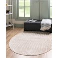 thumbnail image 2 of 7' Beige and Ivory Tribal Round Area Throw Rug, 2 of 3