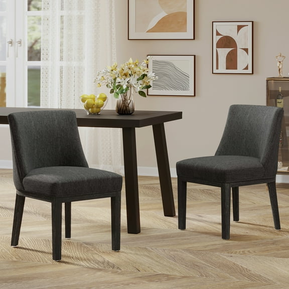 Charcoal Fabric Dining Chair Pair - Solid Wood Frame Durability, Design Blend, Comfortable Seating Surface, 300lb Weight Limit, Easy Assembly Guide Chairs ( Of 2), Wood, Fusion, Seat, 25.25" Package