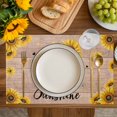 thumbnail image 4 of Wood Sunflowers Placemats Set of 12, Vintage Garden Floral Bees Farmhouse Placemats for Dining Table, Place Mats for Kitchen Tabletop, Waterproof Wipeable Dining Table Mats Set, 4 of 9
