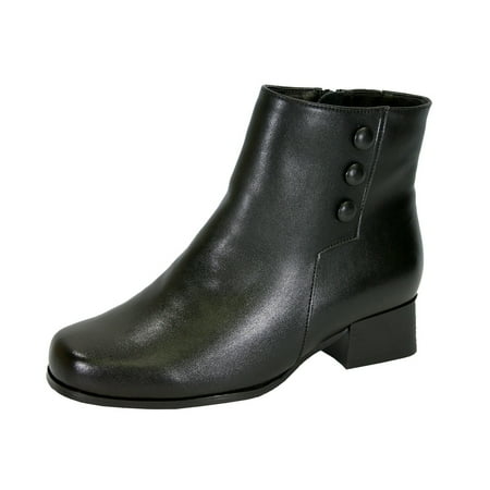 

PEERAGE Page Women Wide Width Casual Leather Short Bootie BLACK 10