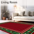 thumbnail image 2 of ODIKA 5'x7' Machine Washable Non-Slip Area Rug, Nostalgic Yuletide Gingham Celebration High Traffic Rug, Red, 607444, 2 of 7