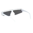 thumbnail image 4 of Flat Top Futurism Robotic Disco Narrow Half Rim Plastic Sunglasses White Silver Mirror, 4 of 4