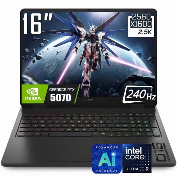 HP OMEN 16 Gaming Laptop, 16" 2560 x 1600 240Hz IPS Display, Intel Core Ultra 9 285H, GeForce RTX 5070, RGB Backlit Keyboard, 1080p Webcam, WiFi 6, Windows 11 Home(16GB DDR5 RAM - 1TB SSD)