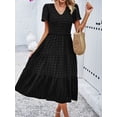 thumbnail image 3 of Yesfashion  Women's 2025 Summer Dress Polka Point Regular Short-Sleeve V-Neck Swing Dresses, 3 of 9