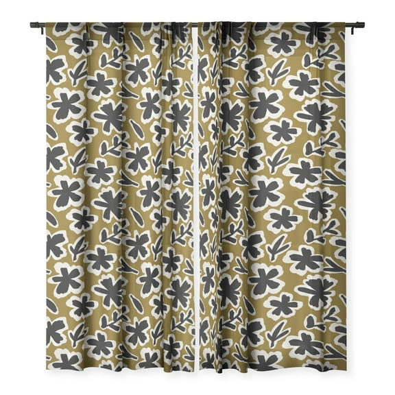 Society6 Alisa Galitsyna Florals on Olive Background 50" x 64" Curtain Panel