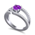 thumbnail image 2 of 2.50 Carat Round Cut Natural Diamond (F-G/VS1) & Amethyst Gemstone Classic Bridal Ring for her 18K White Gold Size 8.5 by Diamond-Capitals, 2 of 8