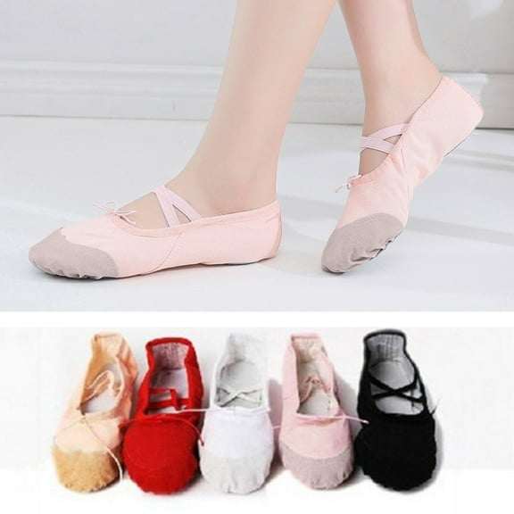 SPRING PARK Girls Canvas Ballet Shoes Ballet Slipper for Kids Women Yoga Shoes for Dancing