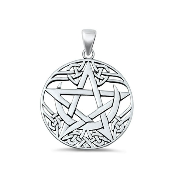 Sterling Silver Oxidized Celtic Pentagram Medallion Charm Pendant .925 New Jewelry Female Unisex