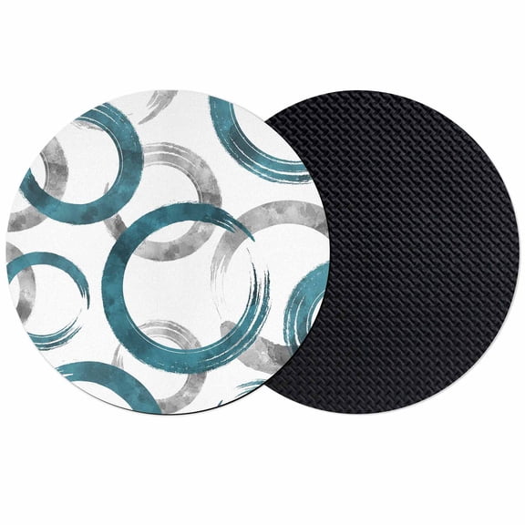Turquoise Grey Coasters Set of 2, Absorbent Coasters for Drinks, Geometric Circle Modern Abstract Simple Art Coaster for Desk Coffee Table Protection, Home Decor House Warming Gifts 4"