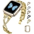 thumbnail image 1 of Correa compatible con Apple Watch 38 mm 40 mm 41 mm 42 mm 44 mm 45 mm SE Series 7 6 5 4 3 2 1 Joyería para mujer Correa de metal Correa Bling Diamond Pulsera de repuesto Vhermosa CZDZ-HY153-5, 1 of 5