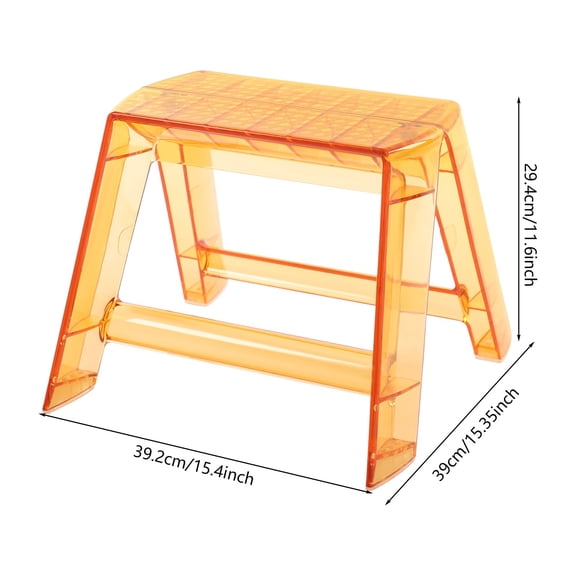 Folding PC Step Ladder, 2 Steps Stool for Indoor Outdoor Library Kitchen, Orange