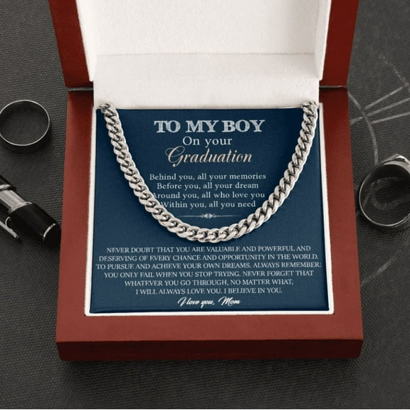 Graduation Gifts for Son from Mom, Best Graduation Gifts for Guy, men Silver Adult Chain Neckace
