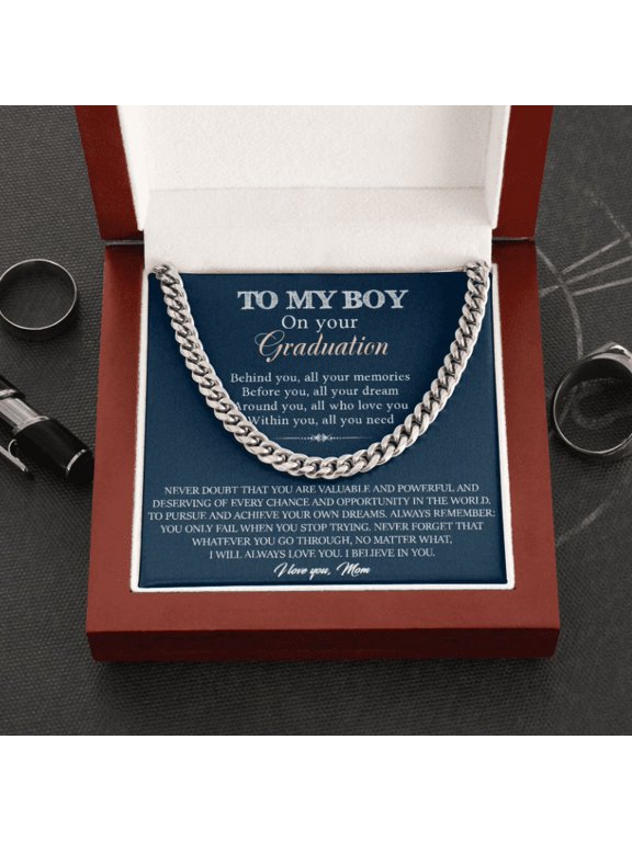 Graduation Gifts for Son from Mom, Best Graduation Gifts for Guy, men Silver Adult Chain Neckace