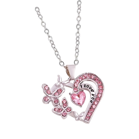 DESIGNICE Mothers Day Gifts for Mom/Grandma, Butterfly Heart Pendant Necklace, Birthday Jewelry Crystal Jewelry for Mother's Day Thanksgiving Day