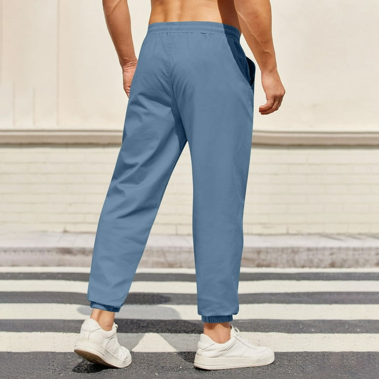Levmjia Men's Elastic Waist Joggers 100% Polyester Pre-Shrink Cool