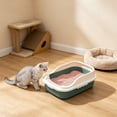thumbnail image 2 of Plastic Cat Litter Box,12.2x8.3x6.3 Inch Open Top High-Sides Litter Pan Including Scoop,Large Odor-Free Low Entrance for Senior & All Cats,Green, 2 of 7