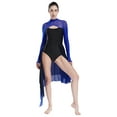 thumbnail image 3 of Miaeowve Lyrical Dance Dress for Women Contemporary Ballet Dance Costume High Low Flowy Leotard Royal Blue XL, 3 of 5