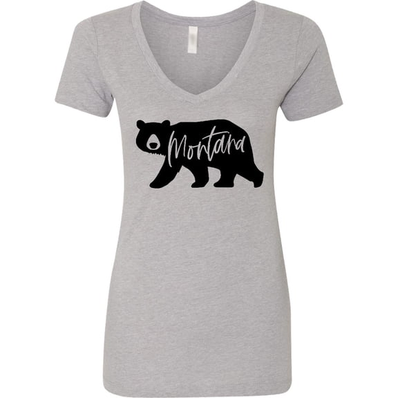 Inktastic Montana Black Bear Silhouette Women's V-Neck T-Shirt