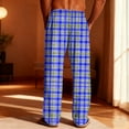 thumbnail image 5 of Txeol Mens Plaid Drawstring Pants Comfy Elastic Waist Lounge Bottoms with Pockets Casual Straight Leg Pants,Blue,XXXL, 5 of 10
