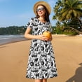 thumbnail image 4 of Fotbe Black White Halloween Pattern Dress Casual Womens Fashion Short Sleeve Maxi Dress T Shirt Dress Striped Long Color Block Maxi Dress, 4 of 6
