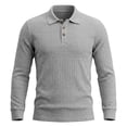 thumbnail image 5 of Aimik Polo Shirts for Men Long Sleeve Ribbed Texture Button Placket Casual Solid Shirts Fall Winter Lightweight Cozy Collared Tops, 5 of 6