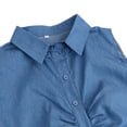 thumbnail image 5 of Inevnen Women Sleeveless Denim Mini Skater Dress Collared Button Down Short Swing Shirt Dress with Belt, 5 of 8