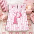 thumbnail image 3 of Meiyoeat Sweet Bow Letter P Full Size Sheets 4-Piece for Girls Toddlers, Lovely Stripe Bed Sheets, Light Pink White, 3 of 6