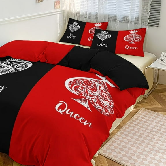 3 Pcs Soft Bedding Set, Includes 1 Duvet Cover with Zipper And 2 Pillow Shams,King And Queen Twin(86"x70")