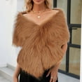 thumbnail image 2 of Alkepwun Women's Faux Fur Shawl Party Faux Fur Collar Fur Wraps for Winter Bridal Wedding Cover Up Cardigan Jacket Top, 2 of 5