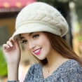 thumbnail image 5 of Mightlink Winter Women Hat Solid Color Commuting Beanie Headgear Thick Plush Knitted Short Brim Windproof Heat Retention Hat Outdoor, 5 of 7