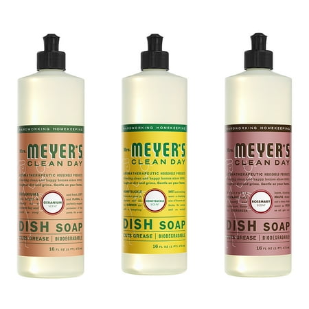 Mrs. Meyers Clean Day Liquid Dish Soap, 1 Pack Geranium, 1 Pack Snowdrop, 1 Pack Rosemary, 16 OZ each