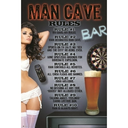 Man Cave Rules Poster Poster Print