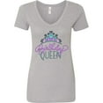 thumbnail image 3 of Inktastic Birthday Queen with Pink and Purple Tiara Women's V-Neck T-Shirt, 3 of 5