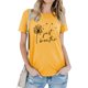 thumbnail image 1 of Blusa de manga corta Cuello redondo Letra impresa Moda Elegante Blusa de manga corta informal Amarillo (fuente negra) XL, 1 of 5