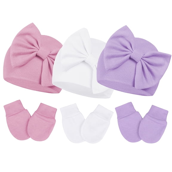 3-Piece Super Soft, Durable & Breathable Infant Hat Set - Pink, White, Purple