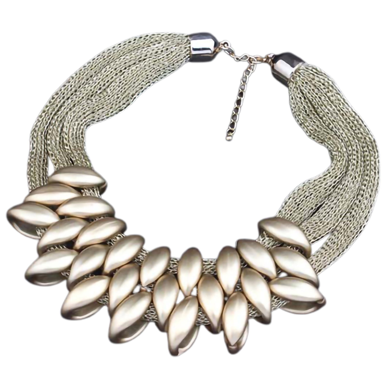 Fashion jewellery hematite woven glass crystal layered statement choker necklace