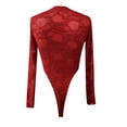 thumbnail image 3 of Gibobby Conjunto de lencería de encaje Día de San Valentín Día de San Valentín Leotardo largo de encaje elástico para mujer, mono con parte superior de cuerpo Floral de m(Vino, M), 3 of 4
