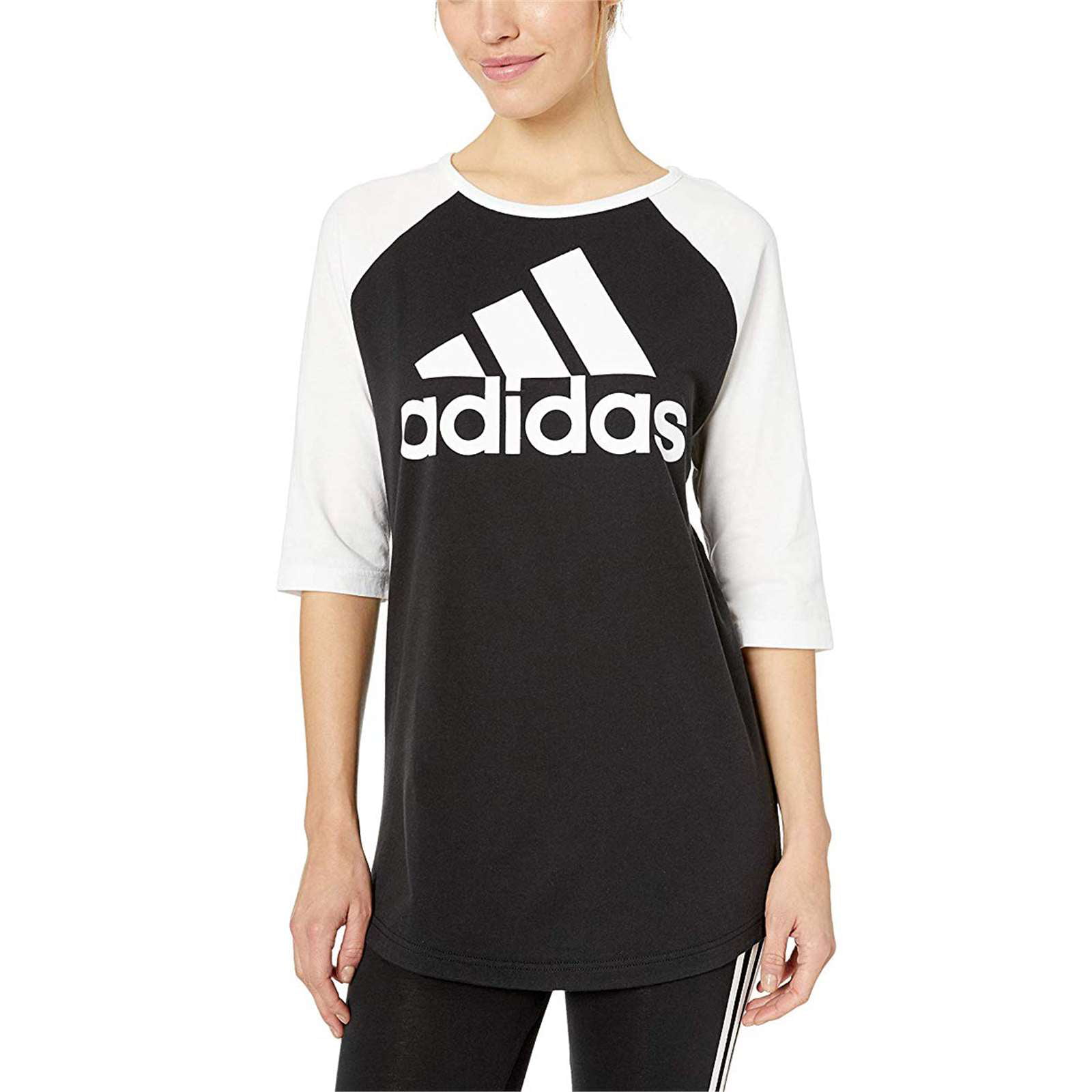 NEW Adidas Women’s Athletic Cotton Sport ID Baseball Crew Neck T-Shirt