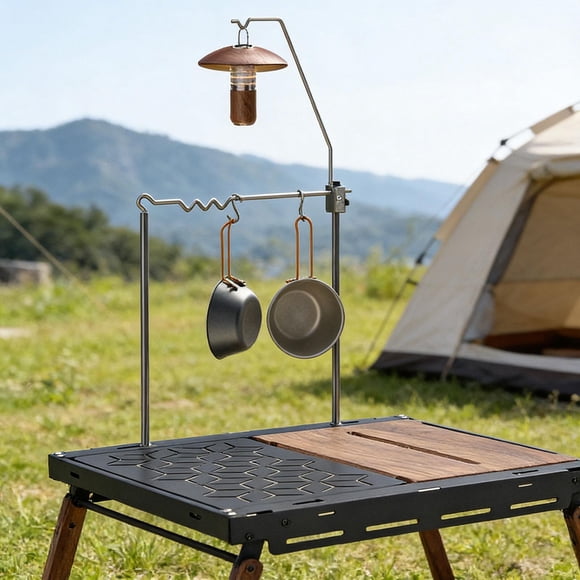 Soporte para linterna de camping, portalámparas, lámpara colgante para pesca, poste para lámpara de mesa colgante, viajes de mochilero y barbacoas.